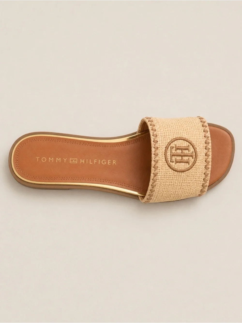 Tommy Hilfiger Beige Raffia Slide Sandals - Picture 3 of 3